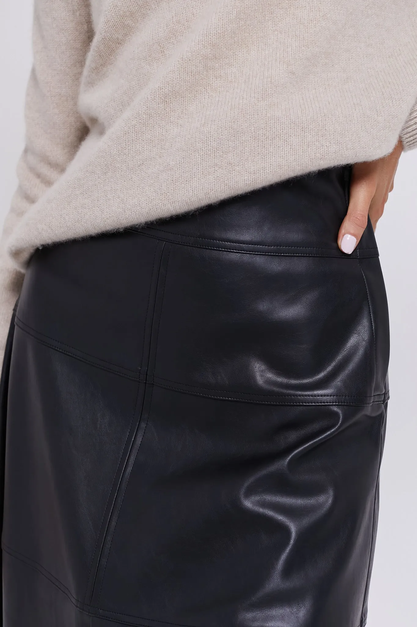 Black Leather Lucille Skirt