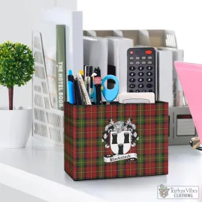 Blackstock Red Dress Tartan Pen Holder with Family Crest