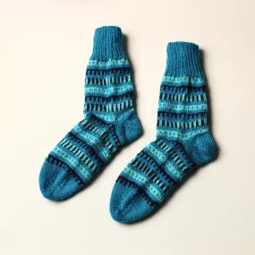 Blue - Kumaun Hand Knitted Woolen Socks (Adult)