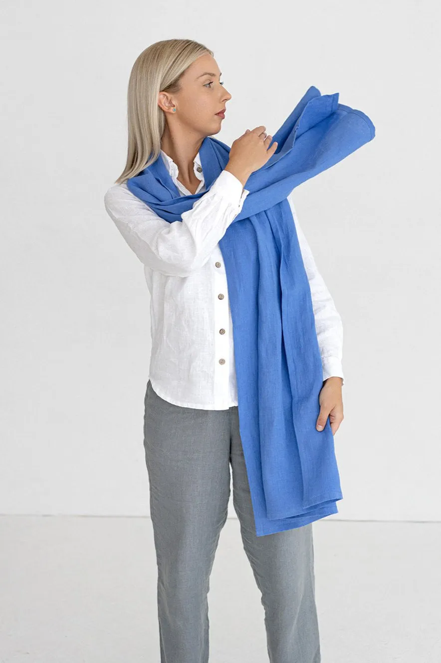 Blue Linen Scarf