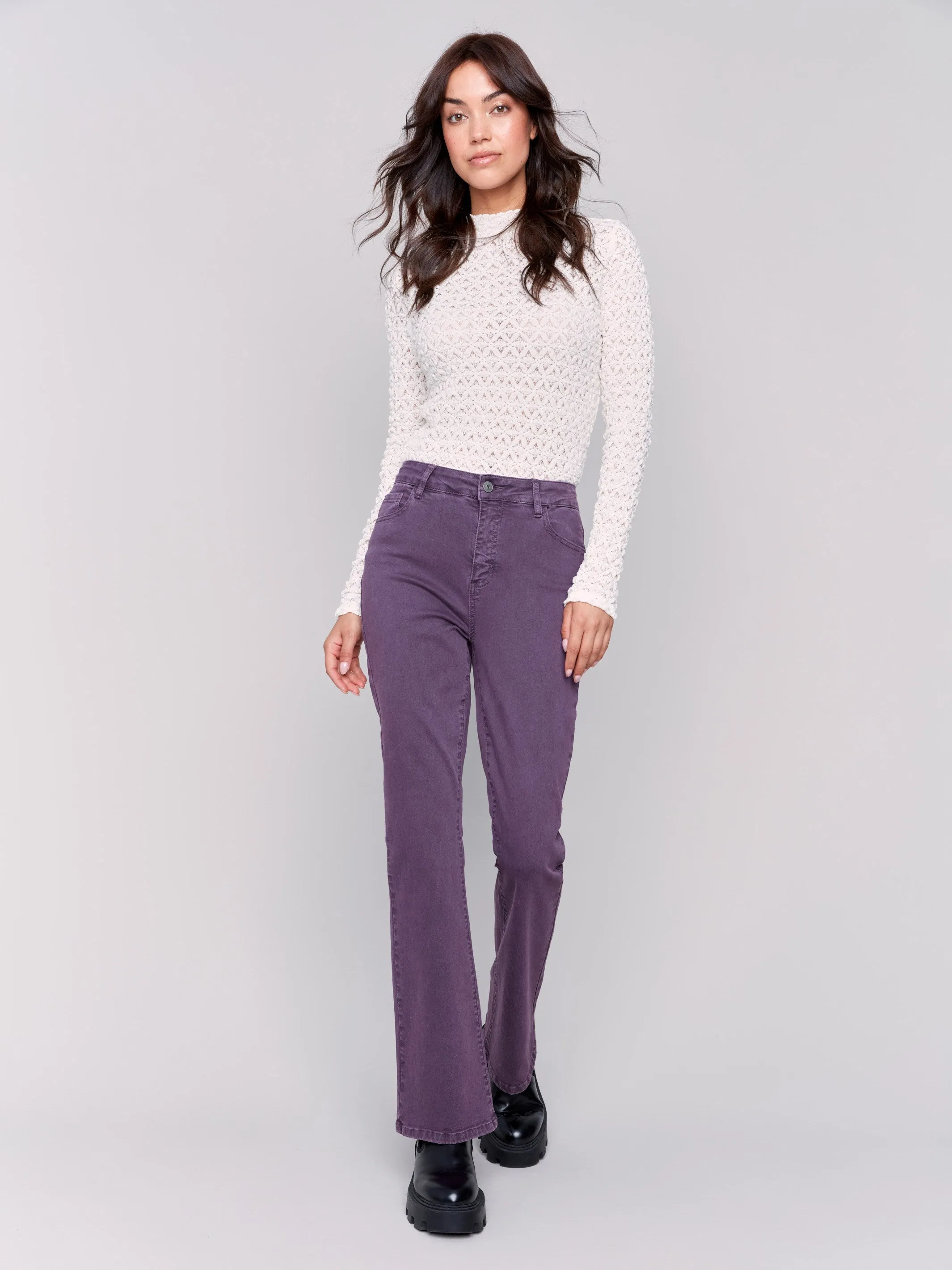 Bootcut Twill Pants - Plum