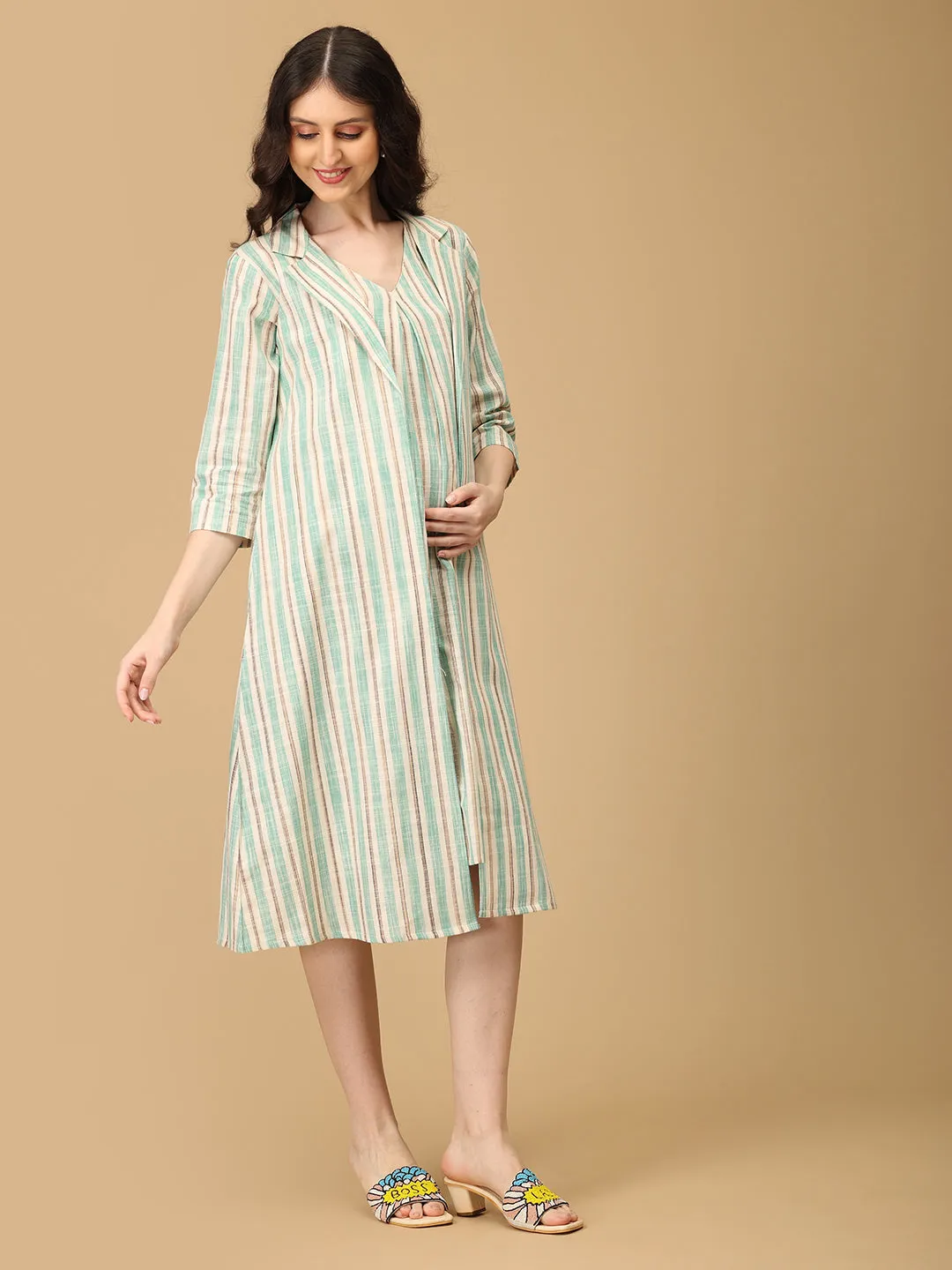 Business Class Maternity and Nursing Shacket Dress