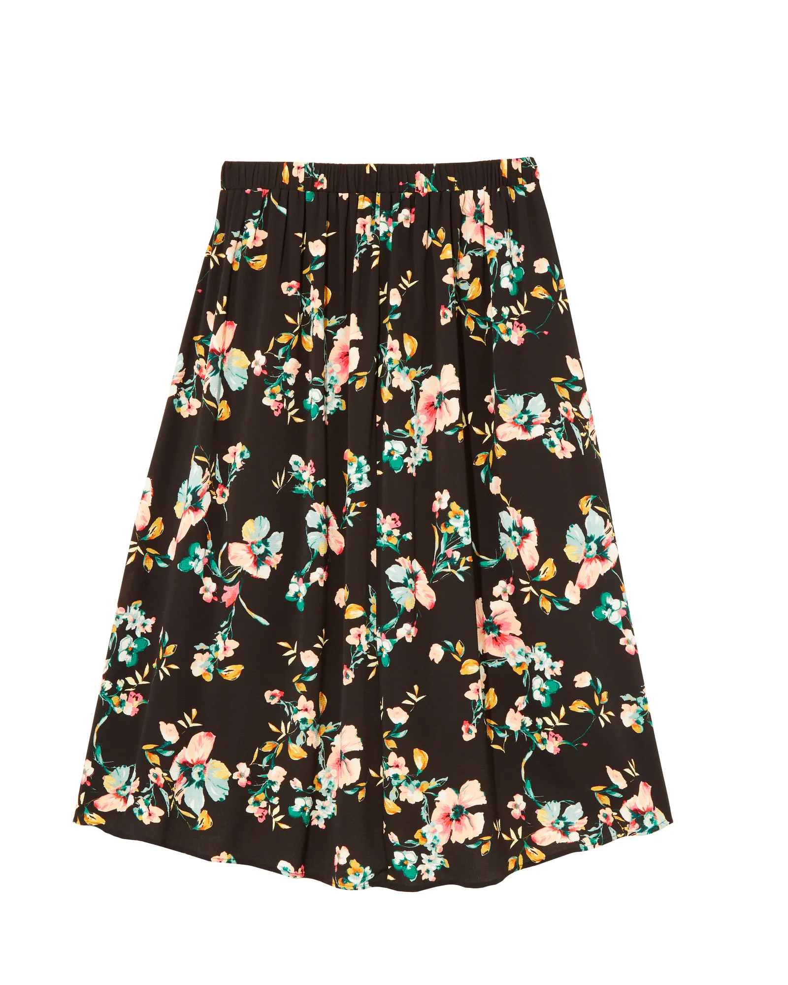 Buttercup High-Low Faux Wrap Skirt | Black / Light Green