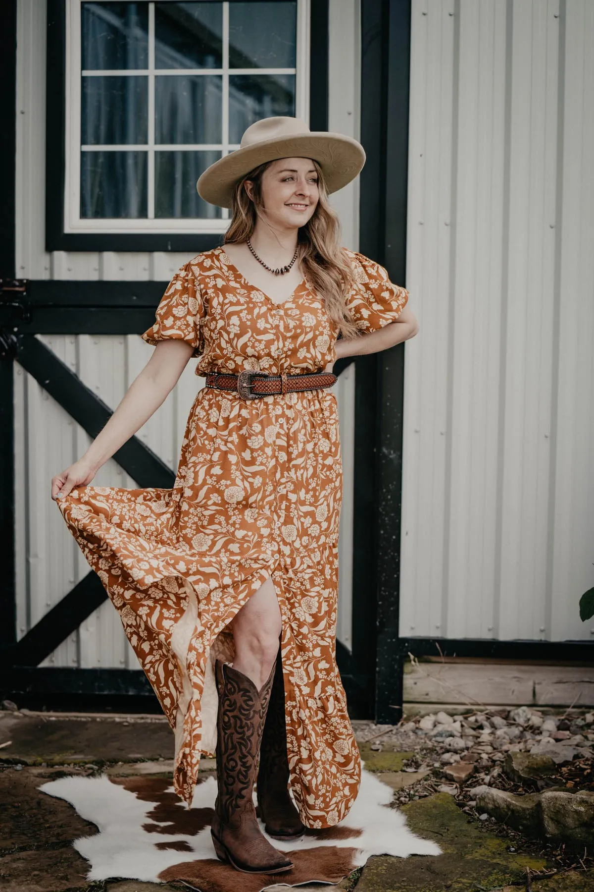 'Catalina' Mustard Floral Maxi Dress (M Only)