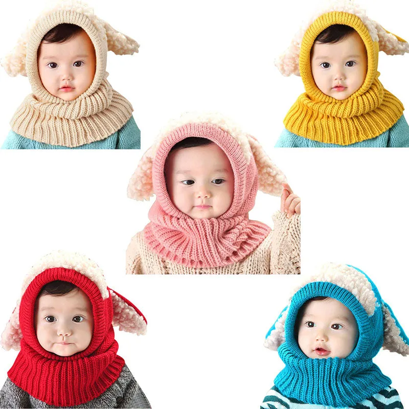 Children Hats Pom Pom Ball Hat Kids Beanies Cap Girls Boys Winter Warm Wool Hooded Hat Baby Scarves Toddler Caps