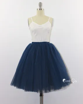 Clarisa Navy Blue Tulle Skirt - Midi