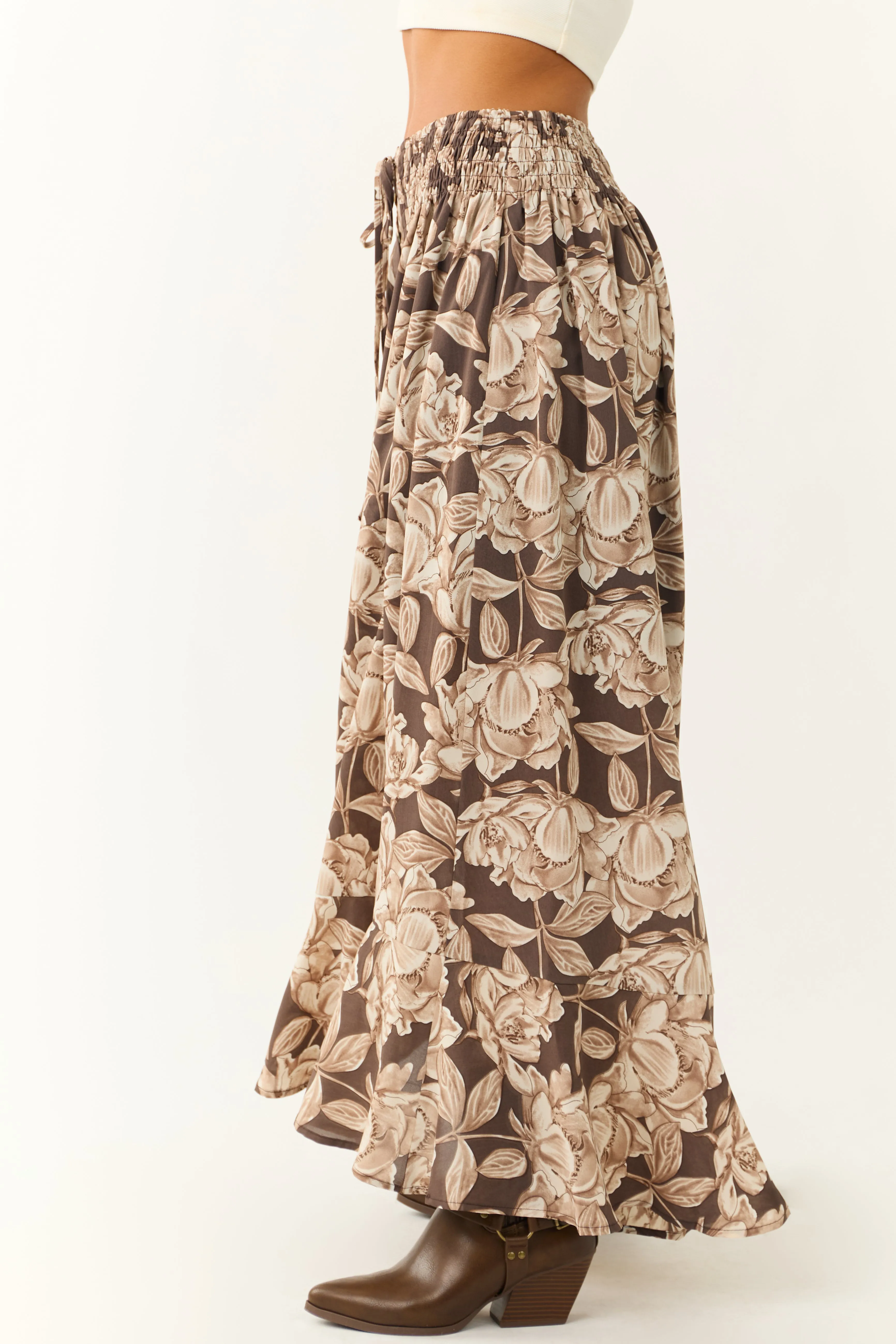 Cocoa Floral Print Front Slit Maxi Skirt