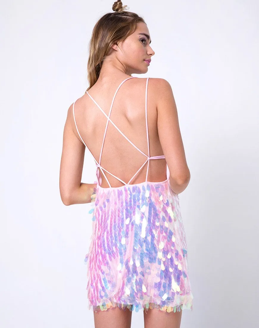 Colete Slip Dress in Opal Unicorn Sequin Pink