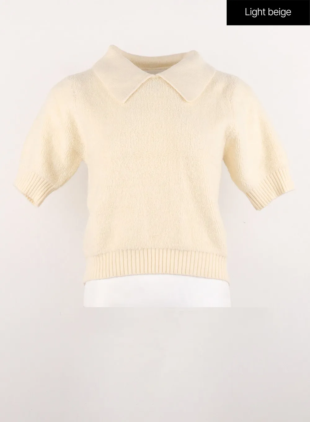 Collared Short-Sleeve Knit Sweater OG322