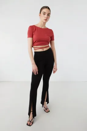 CROPPED TEE WITH WAIST TIES