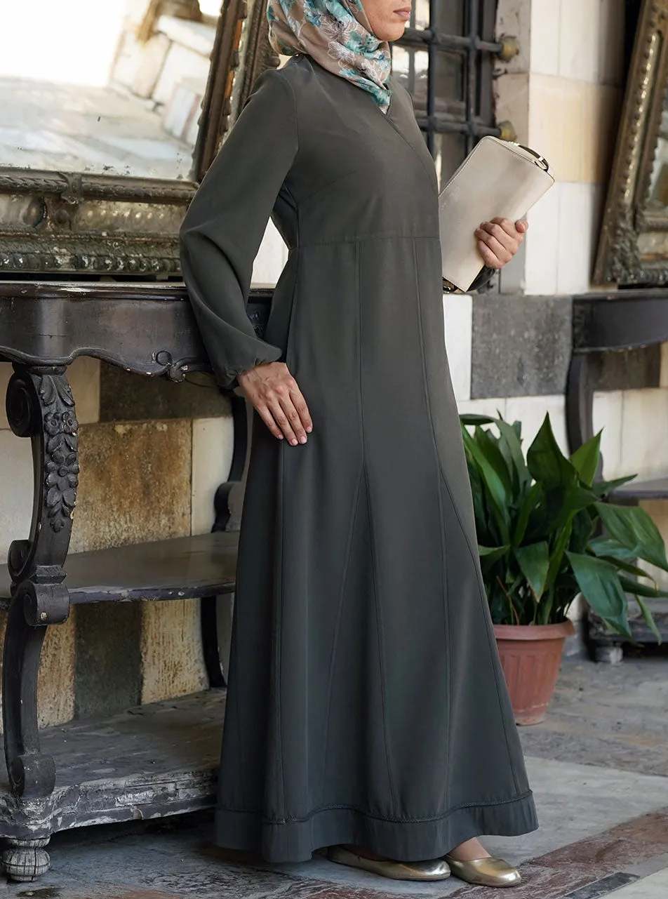 Crossover Maxi Dress with Paneled Godets