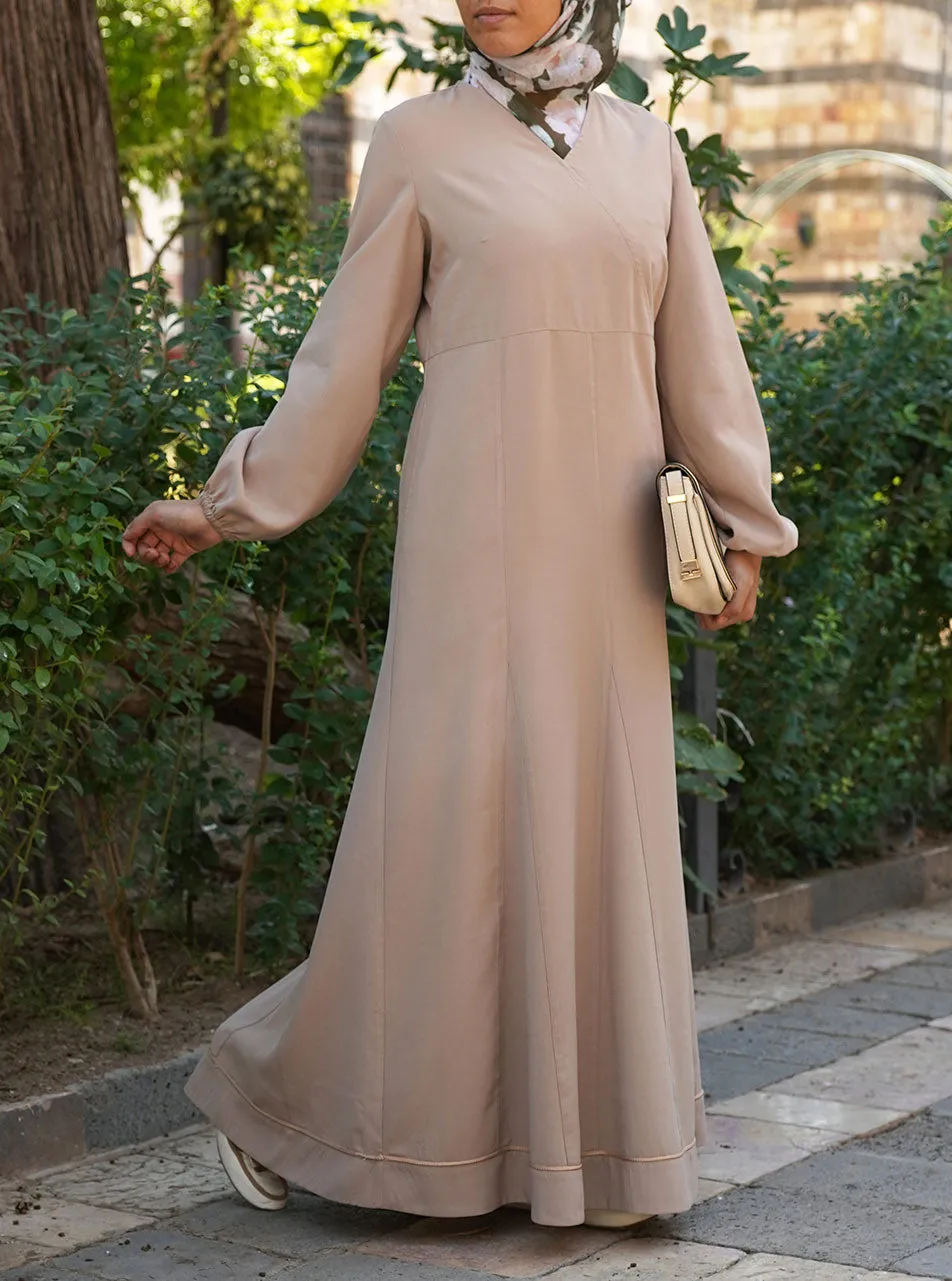 Crossover Maxi Dress with Paneled Godets