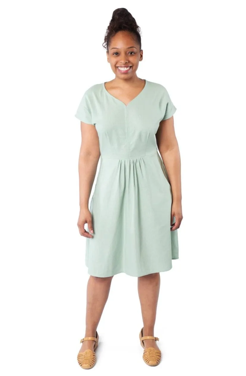 Dolman Dress in Sage Linen