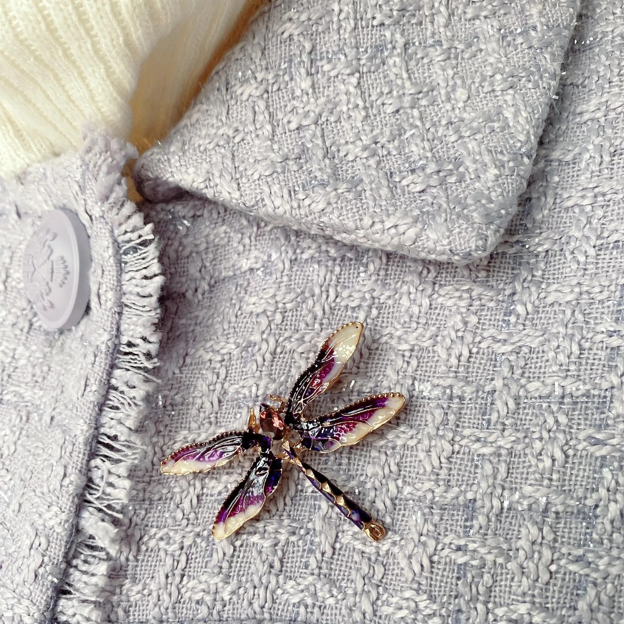 Dragonfly Brooch in Enamel with Crystal