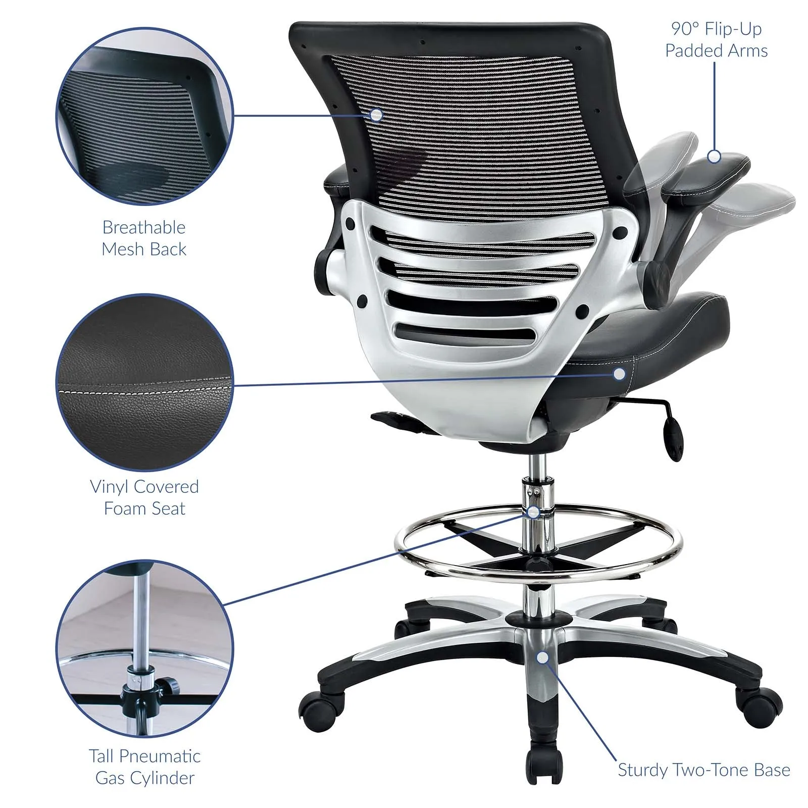 Edge Drafting Chair Black EEI-211-BLK