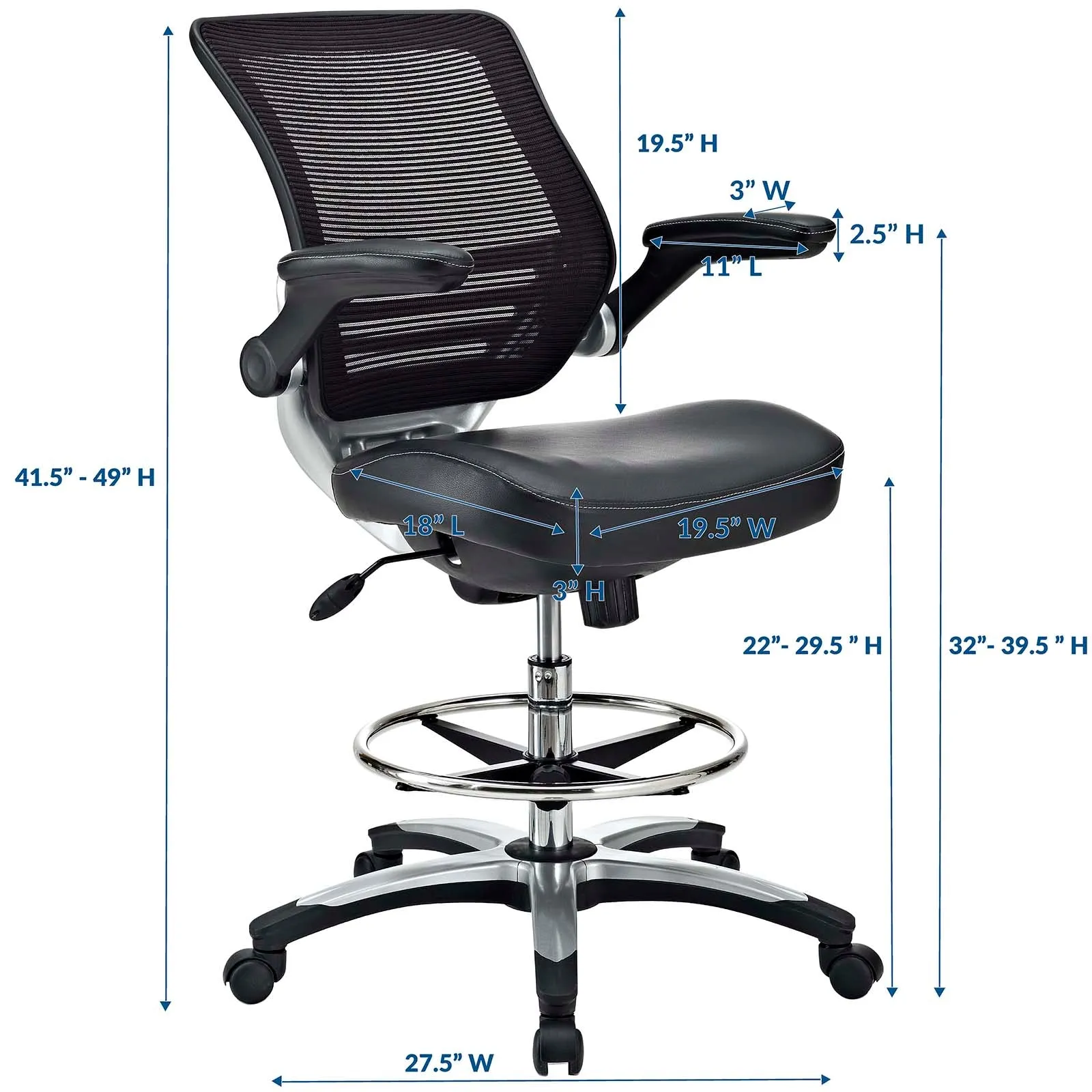 Edge Drafting Chair Black EEI-211-BLK