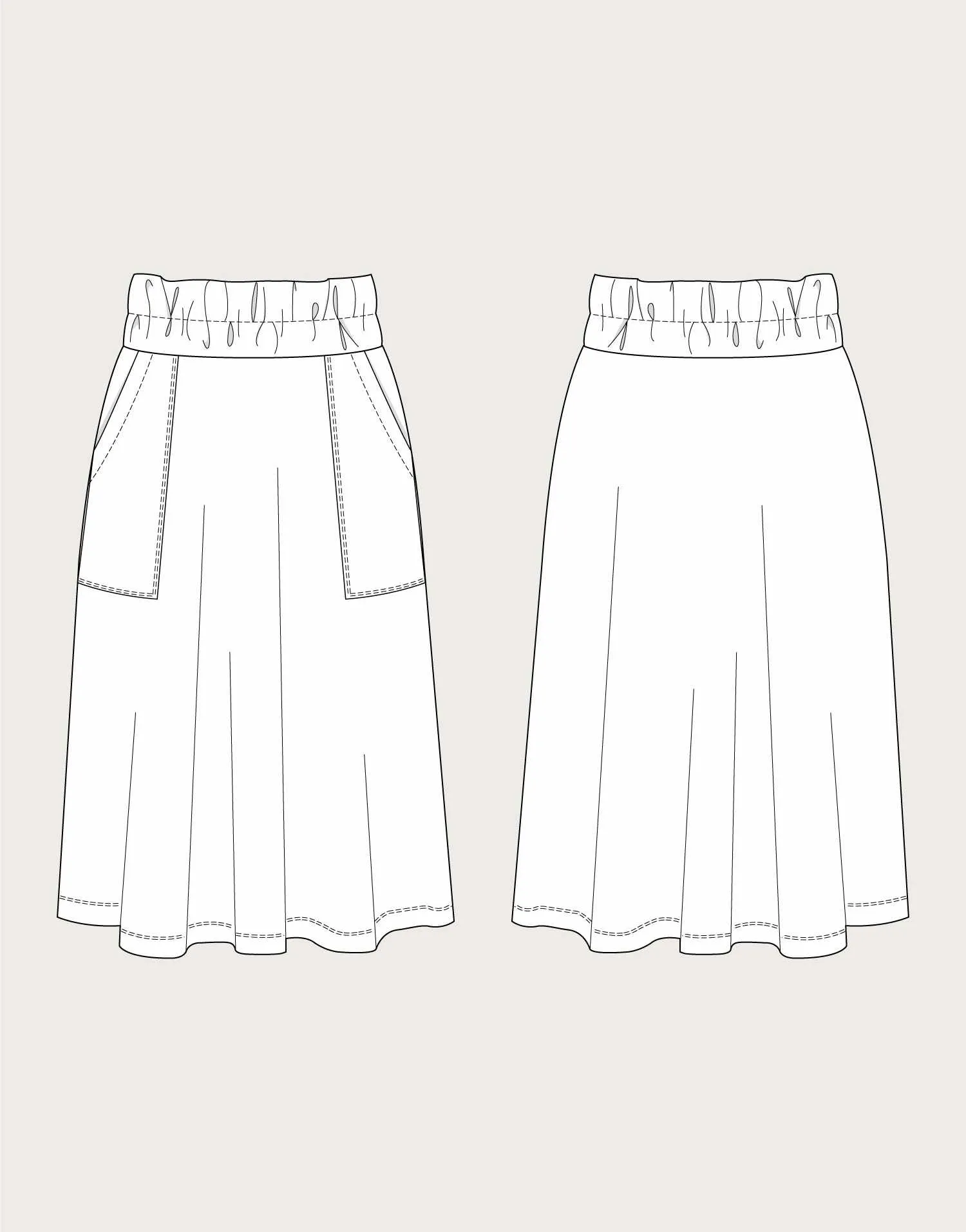 Elastic Waist Maxi Skirt Sewing Pattern, The Assembly Line