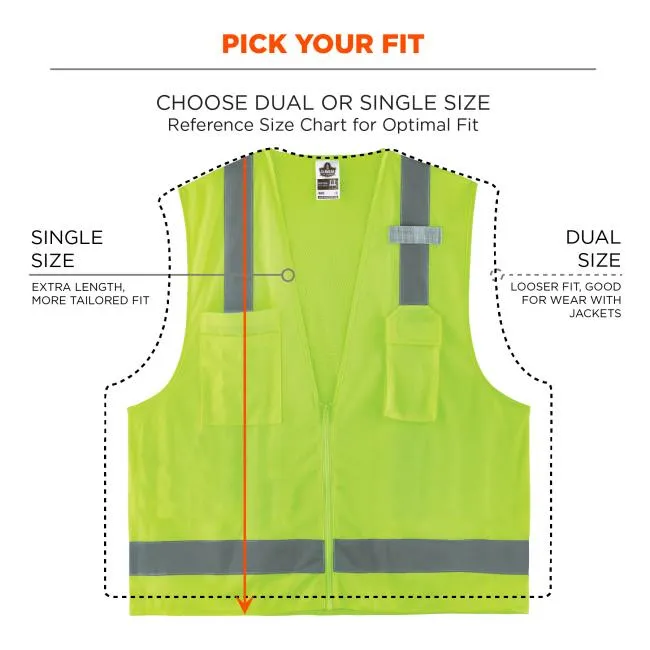 Ergodyne GloWear 8249Z Type R Class 2 Economy Hi-Vis Surveyors Vest - Lime