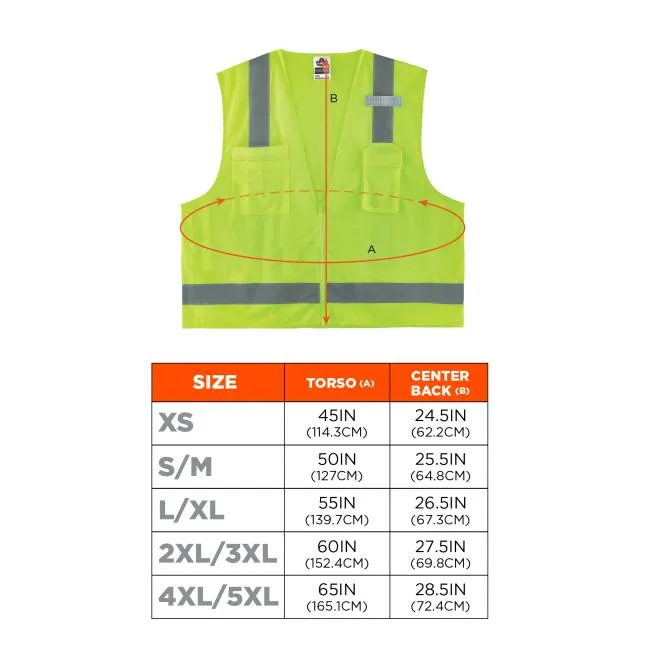 Ergodyne GloWear 8249Z Type R Class 2 Economy Hi-Vis Surveyors Vest - Lime