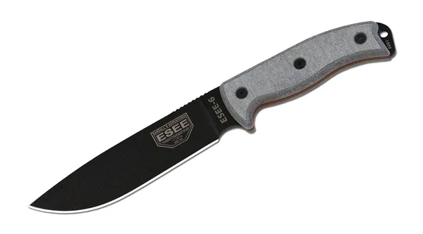 ESEE-6 Plain Blk Blade w- Grey Micarta