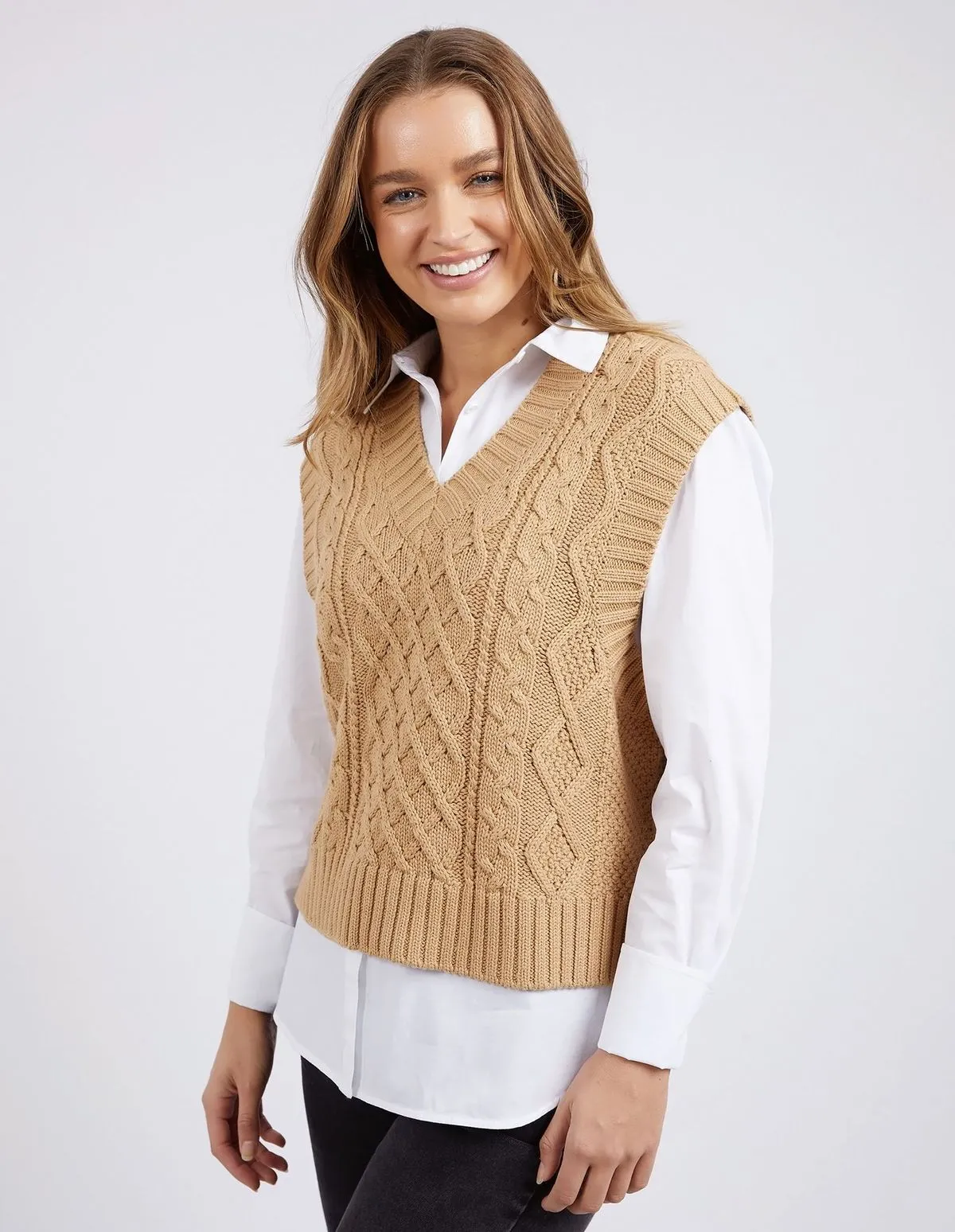 Eva Knitted Vest - Tan