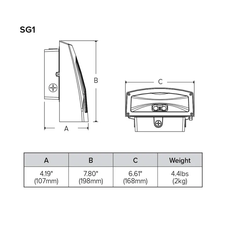 EXO SG1-40 Sling 38W LED Slender Wall Pack, 5000K 4000 Lumens with Photocontrol 120-277V, Dark Bronze