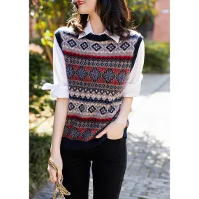 Fair Isle Sweater Cottagecore Outfits for Women Fairisland Jacquard Cashmere Knitted Vest