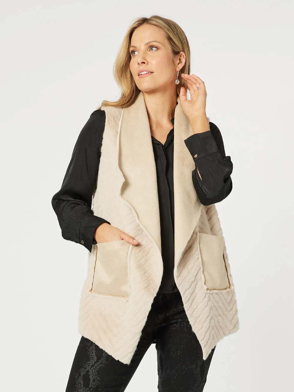 Faux Fur Reversible Vest - Natural