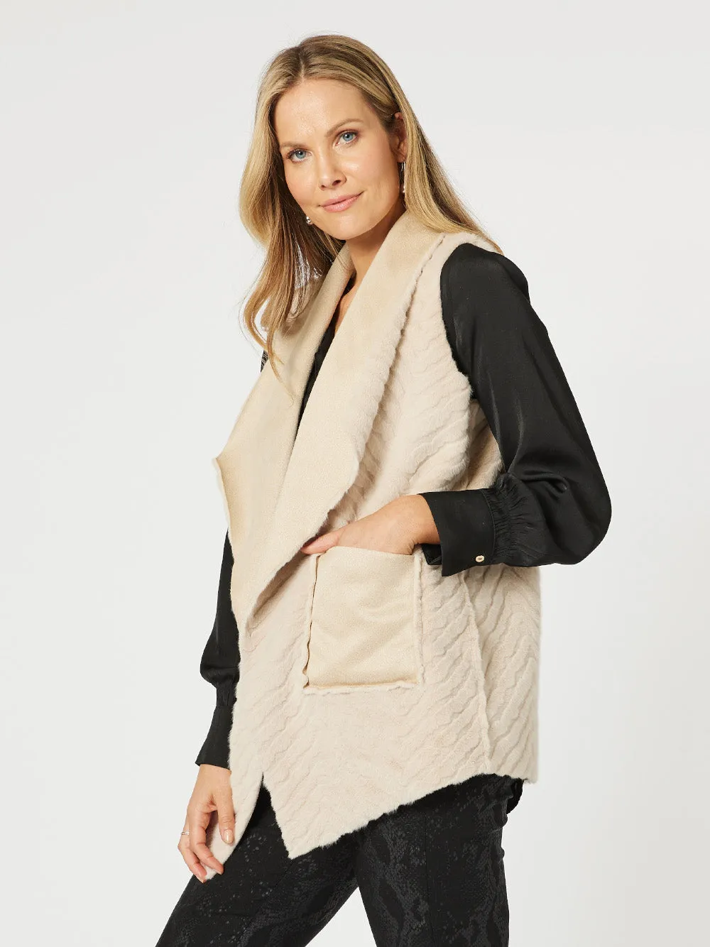 Faux Fur Reversible Vest - Natural