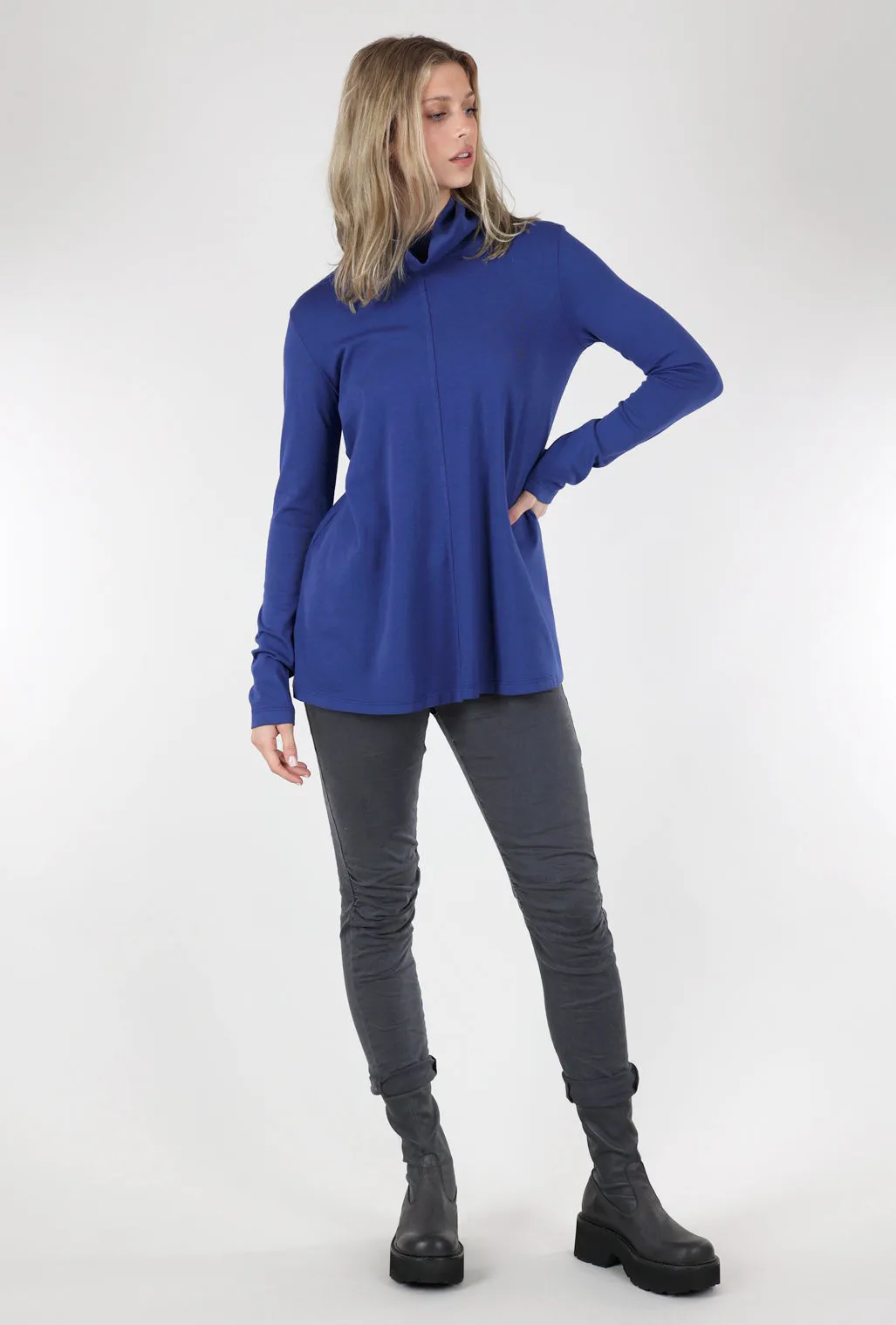 Fold-Over Turtleneck Top, Starry Night