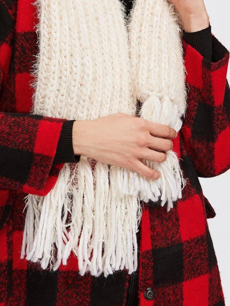 Fringe Trim Knit Scarf