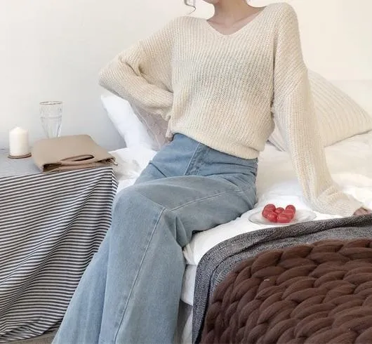 Front Bow Knot Knit Long Sleeve Sweater