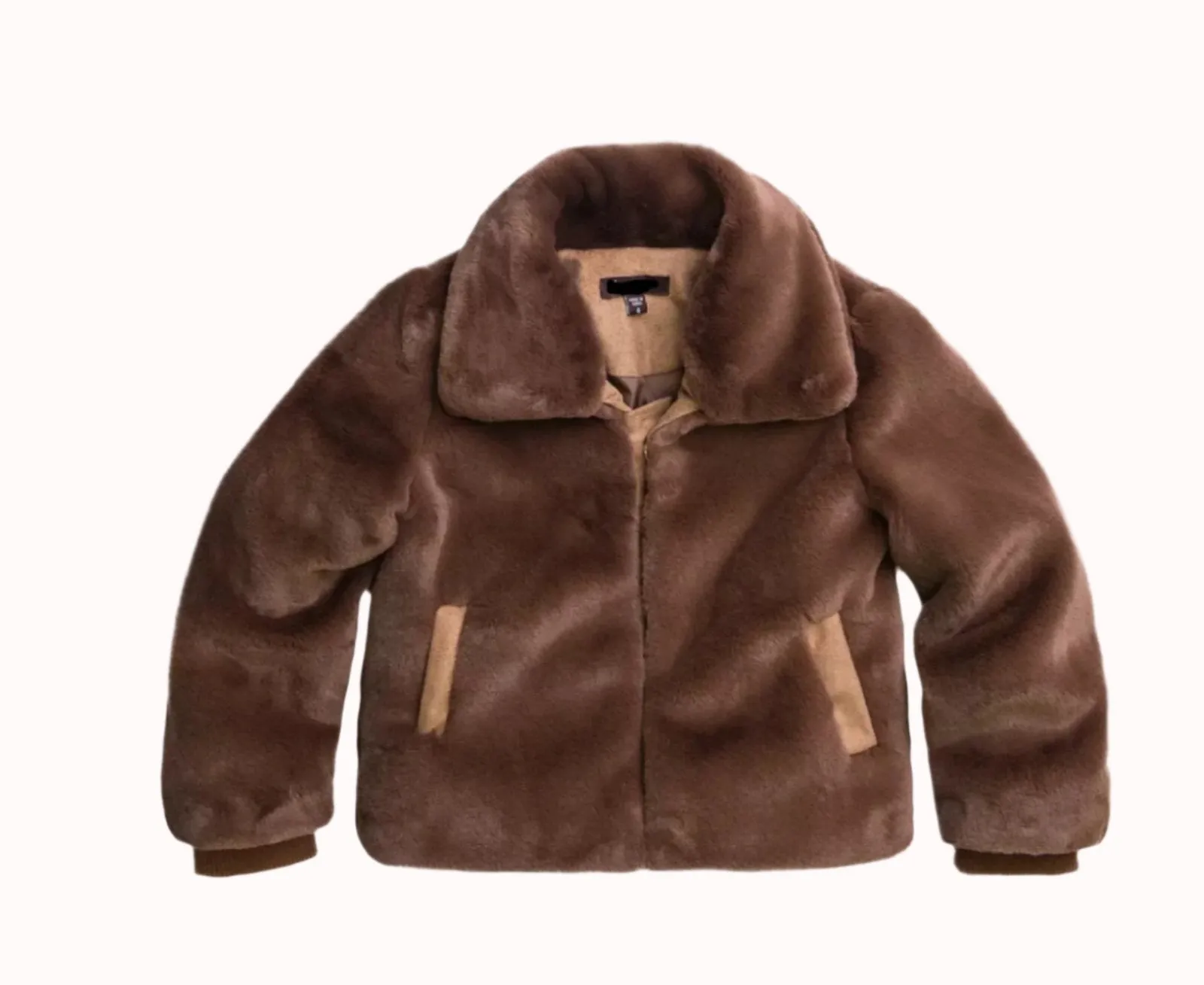 Girls Gary Faux Fur Coat - OAK BROWN