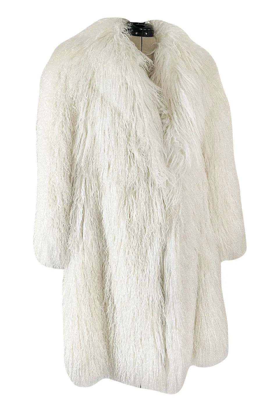 Gorgeous 1970s Jerry Sorbara Longer Cut Fluffy White Toned Mongolian Sheepskin Coat