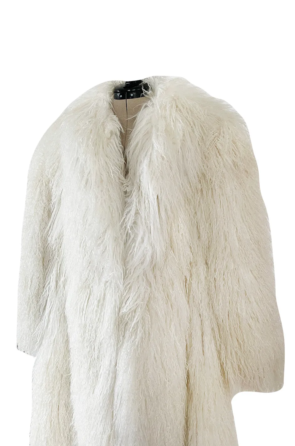 Gorgeous 1970s Jerry Sorbara Longer Cut Fluffy White Toned Mongolian Sheepskin Coat