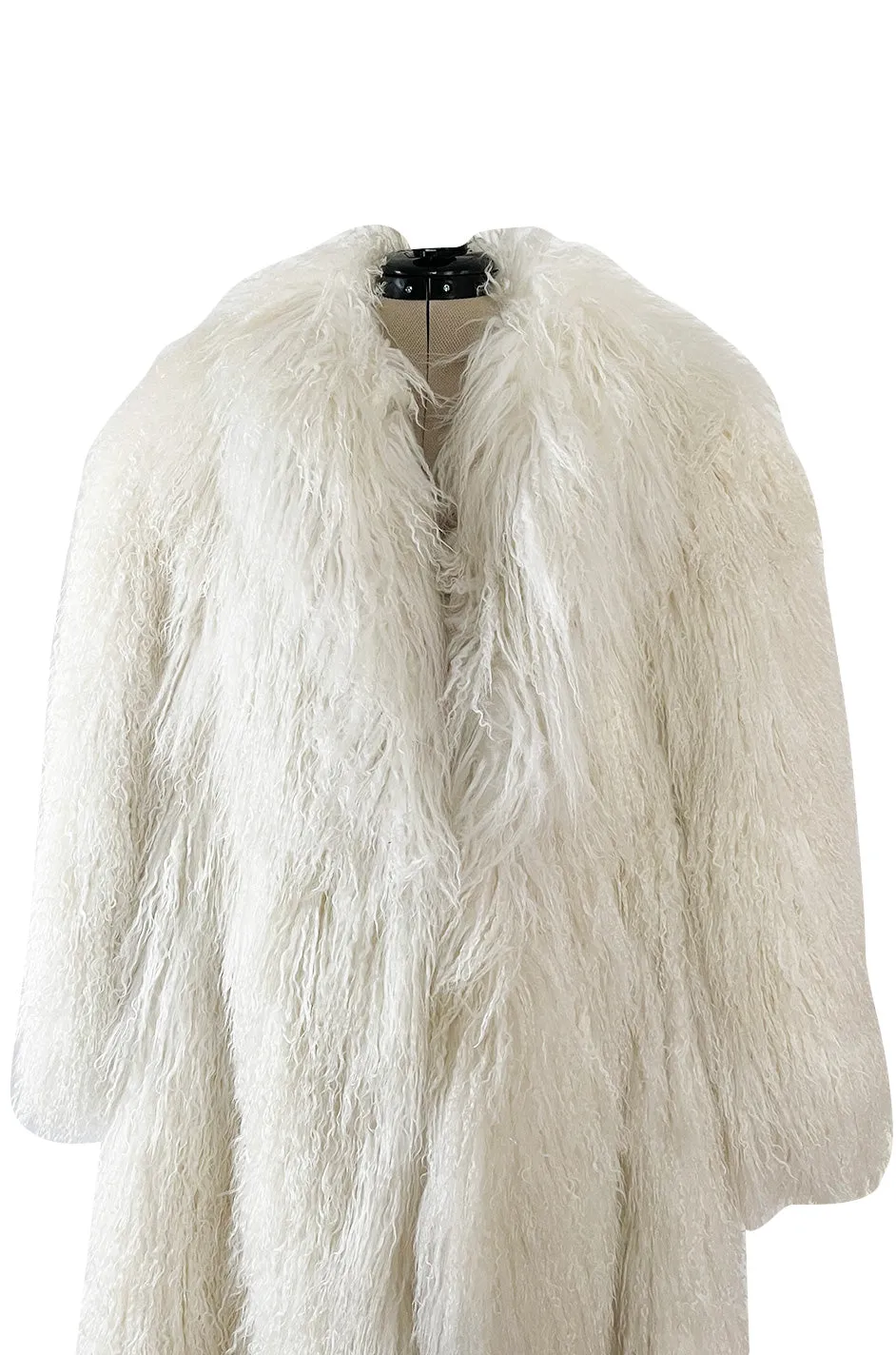 Gorgeous 1970s Jerry Sorbara Longer Cut Fluffy White Toned Mongolian Sheepskin Coat