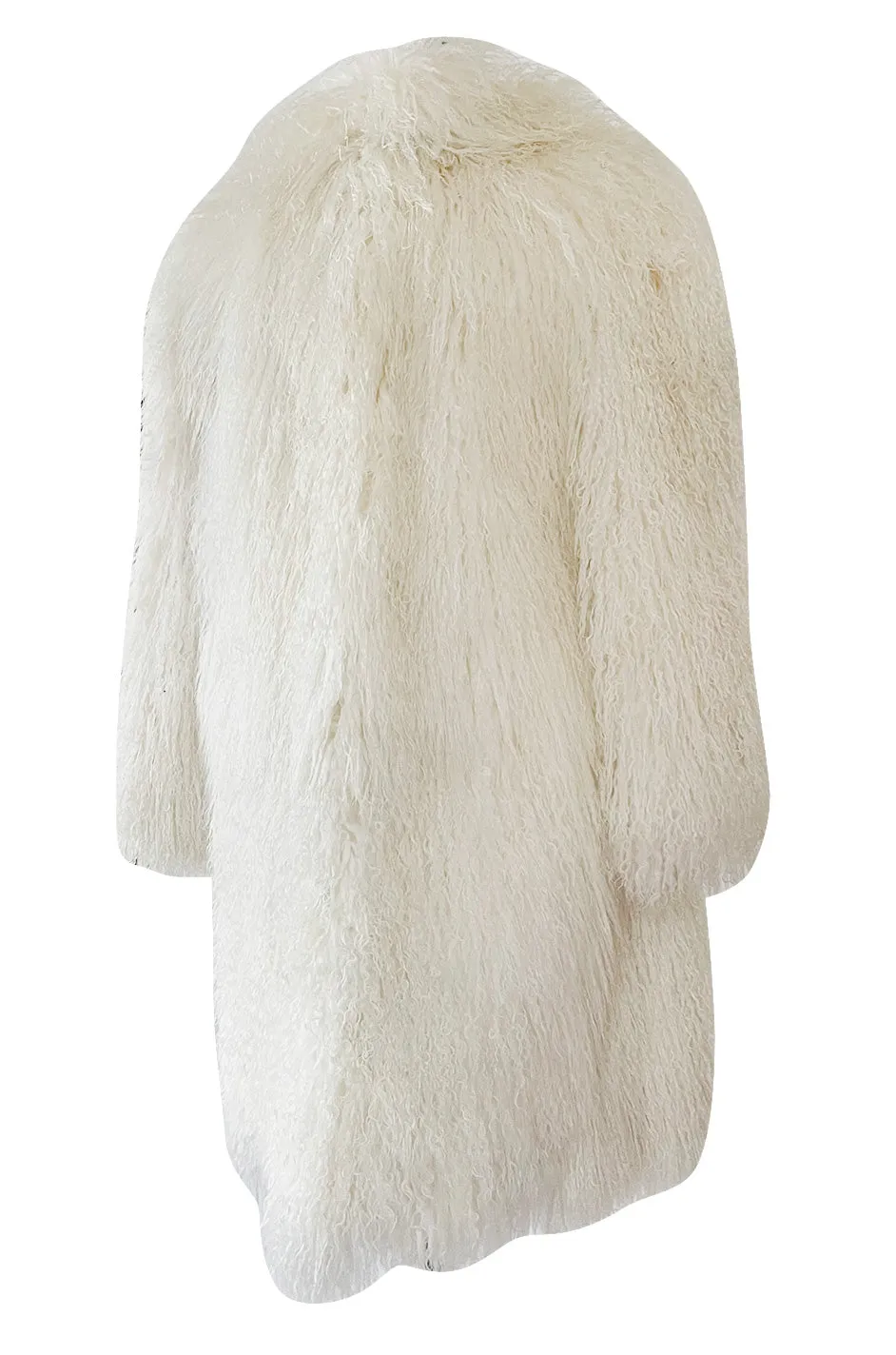 Gorgeous 1970s Jerry Sorbara Longer Cut Fluffy White Toned Mongolian Sheepskin Coat