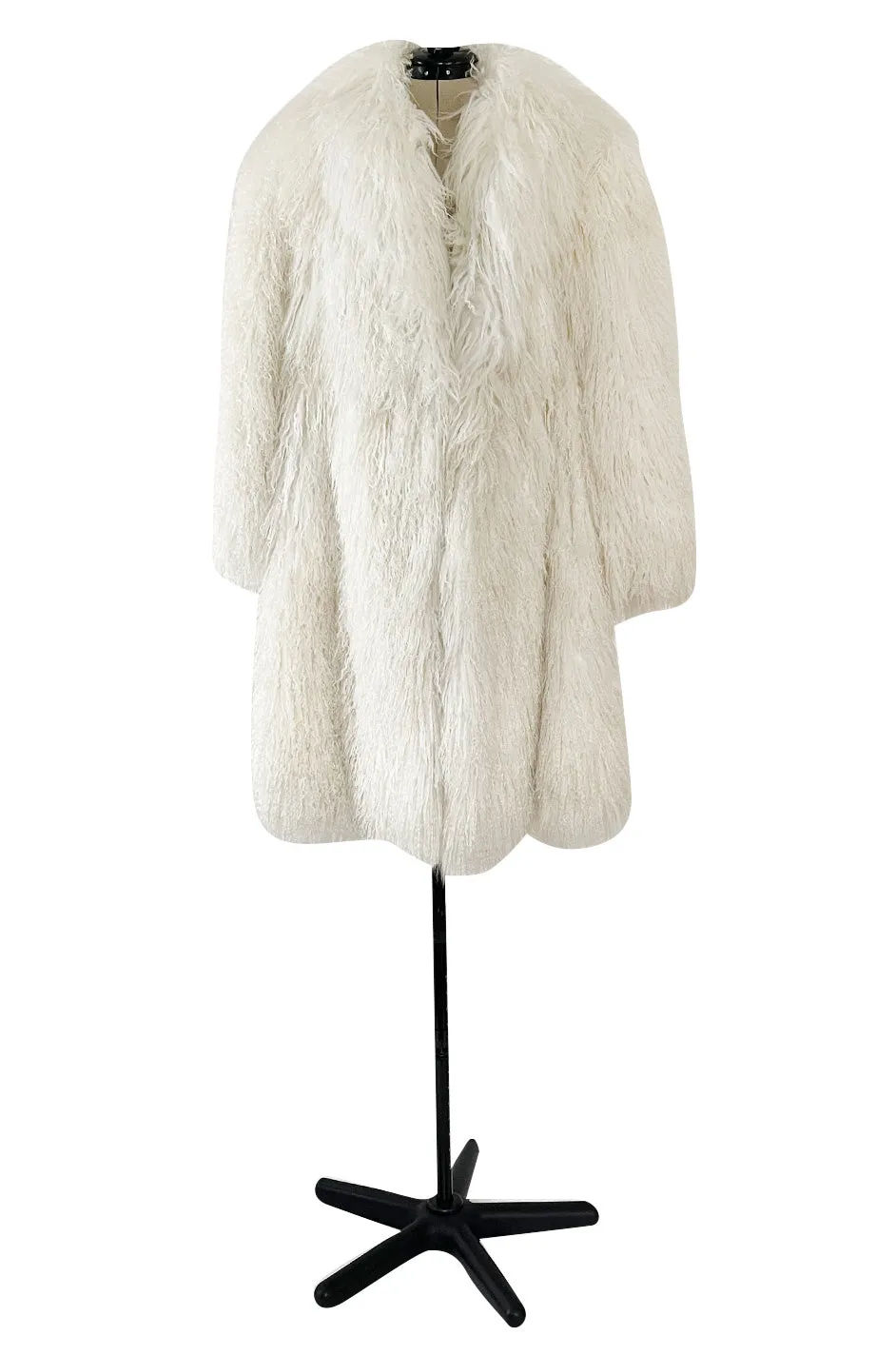 Gorgeous 1970s Jerry Sorbara Longer Cut Fluffy White Toned Mongolian Sheepskin Coat