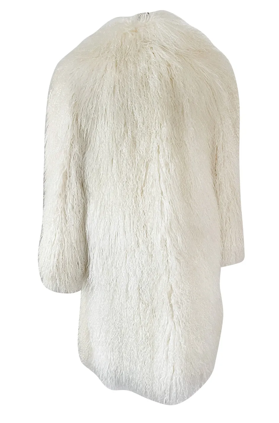 Gorgeous 1970s Jerry Sorbara Longer Cut Fluffy White Toned Mongolian Sheepskin Coat