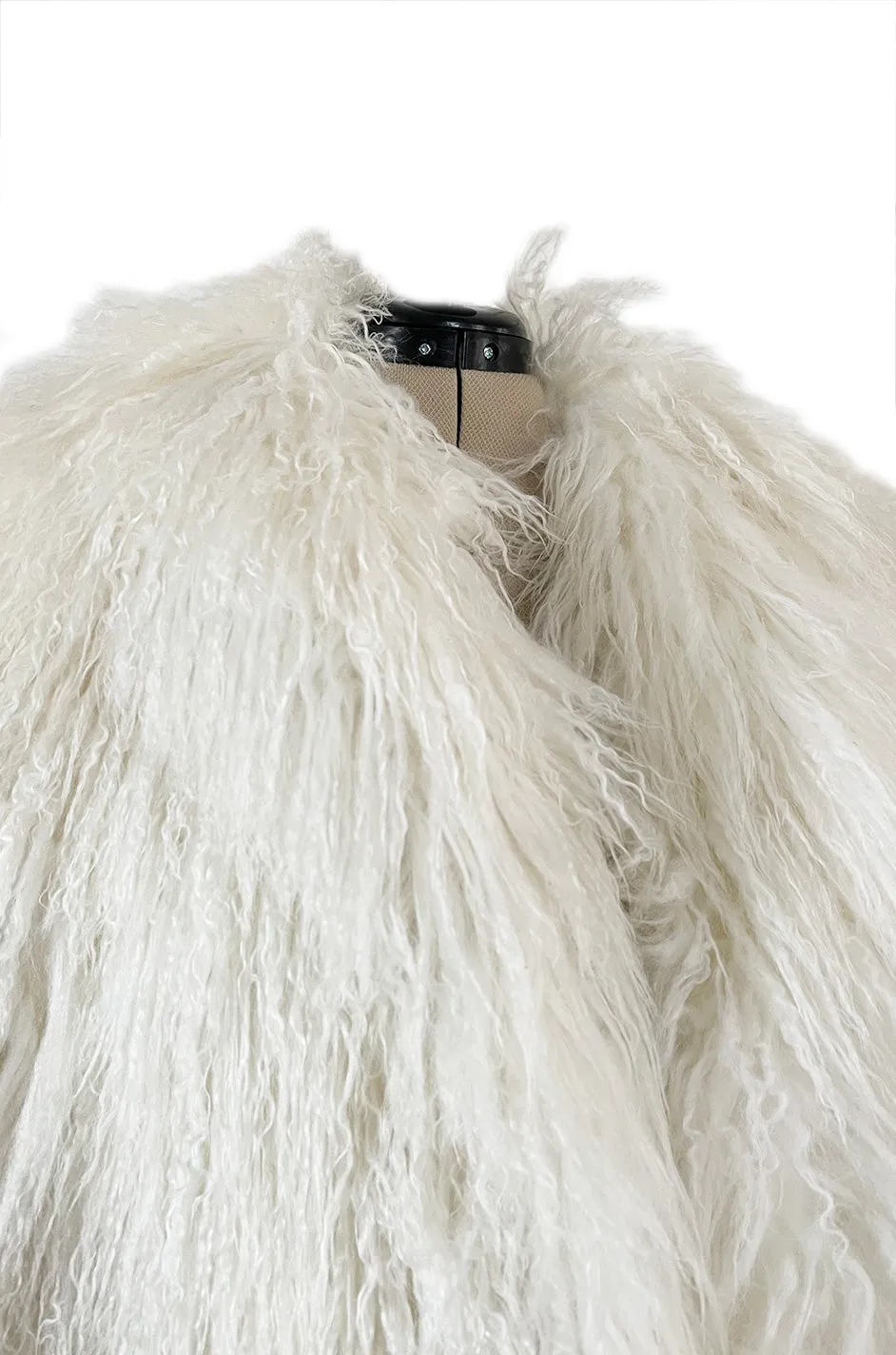 Gorgeous 1970s Jerry Sorbara Longer Cut Fluffy White Toned Mongolian Sheepskin Coat