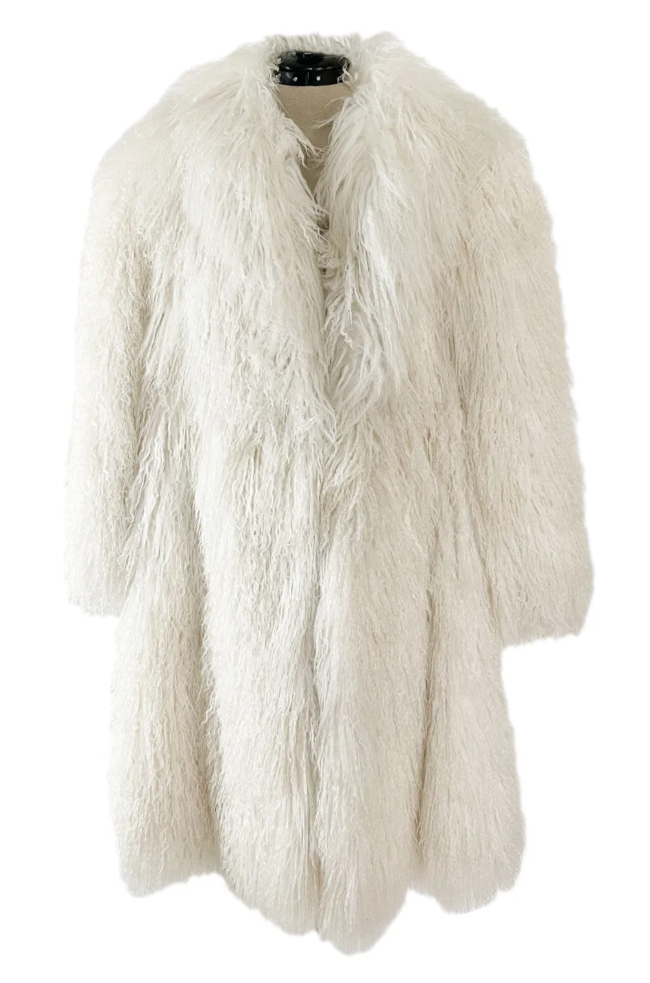 Gorgeous 1970s Jerry Sorbara Longer Cut Fluffy White Toned Mongolian Sheepskin Coat