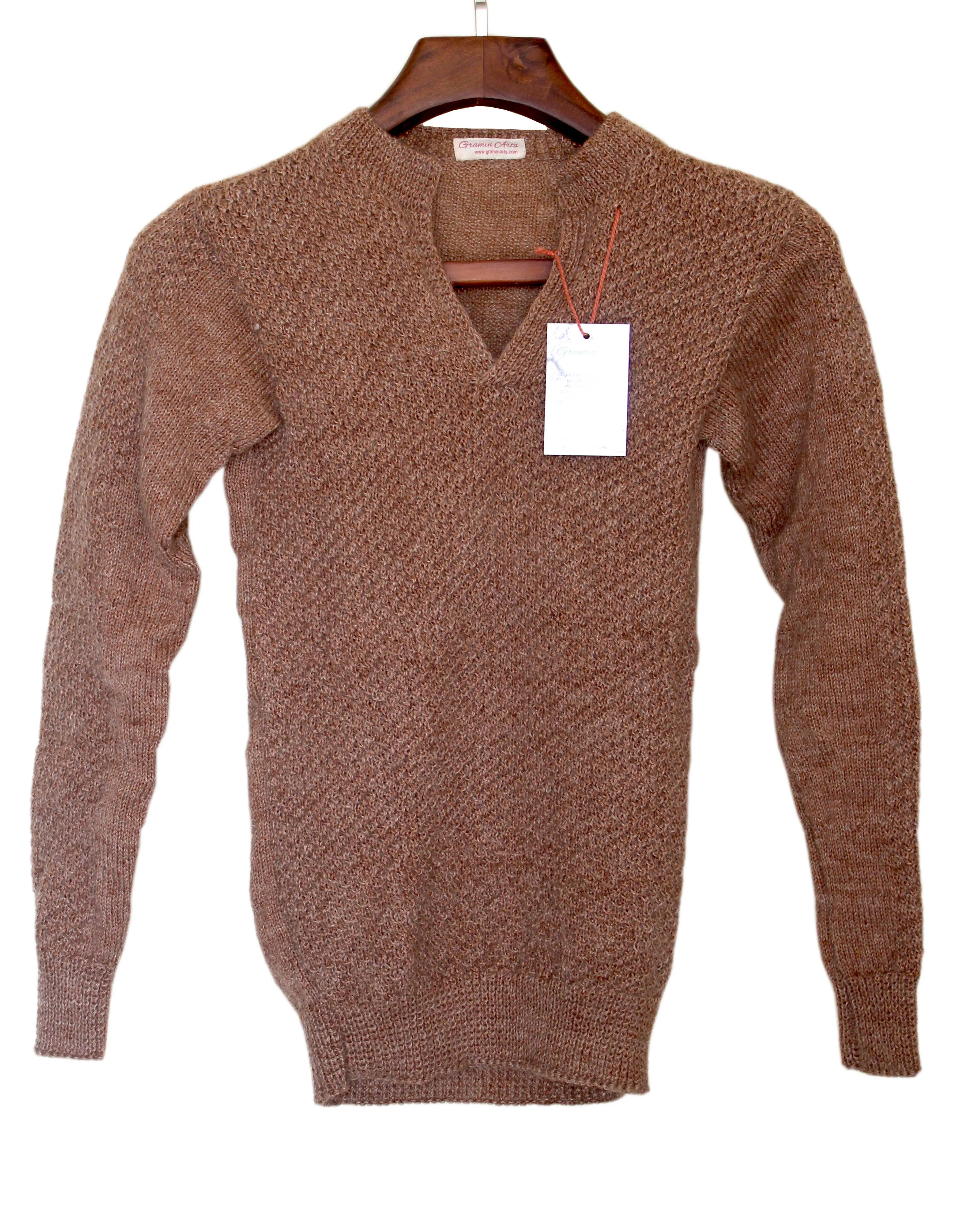 Graminarts Handmade Knitting Tortilla Solid Colour Long Sleeve Sweater For Men