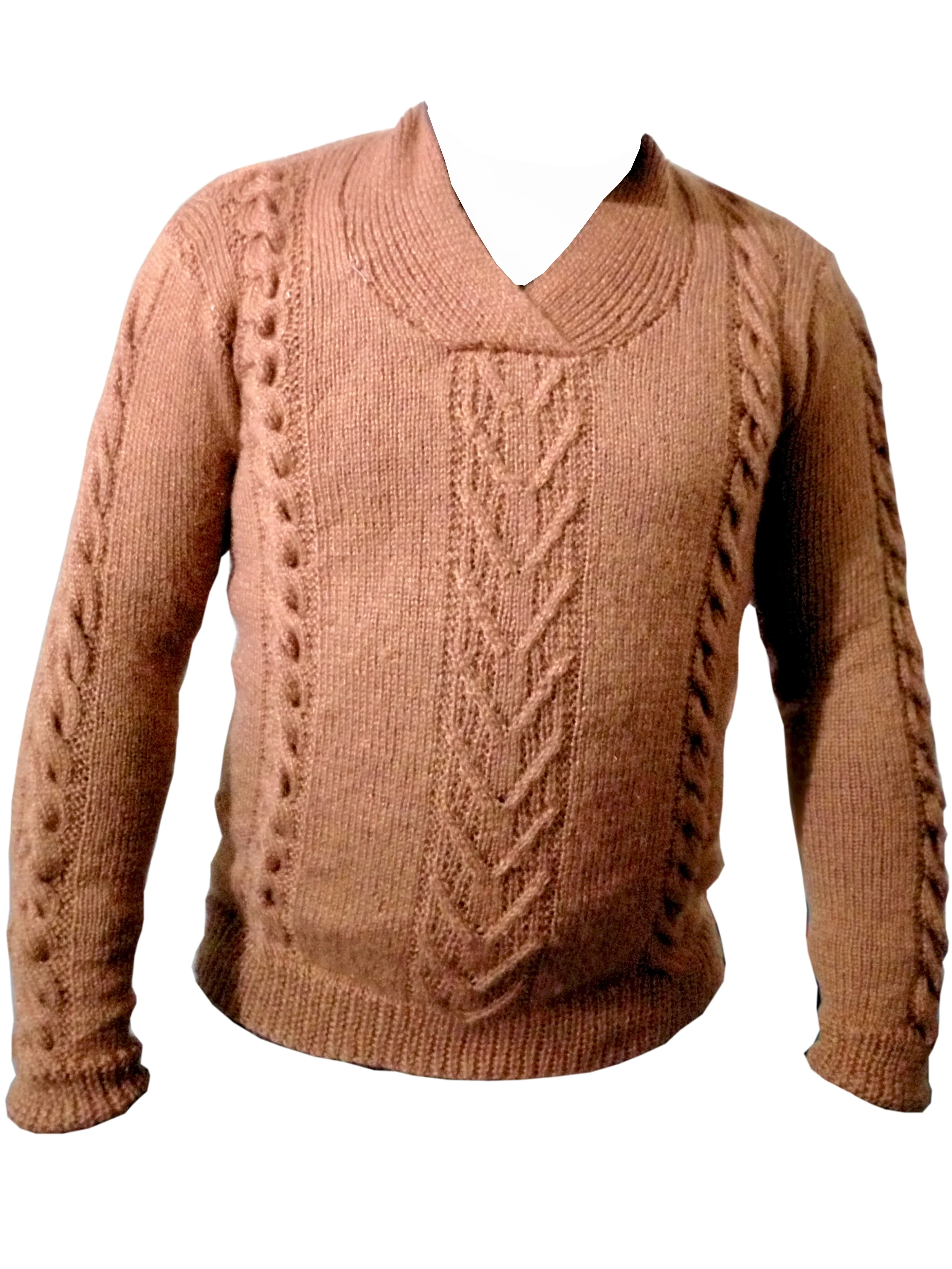 GraminArts Handmade woollen Men Sweater In Peru (Caramel) Color Solid Pullover