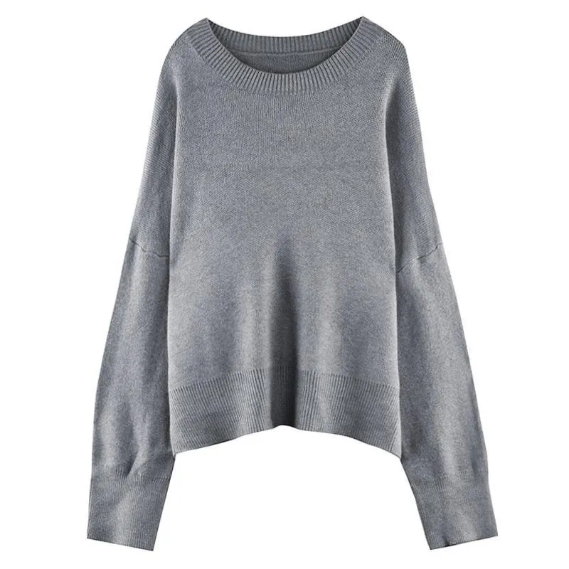 Gray Green Black Oversized Basic Knit Sweater