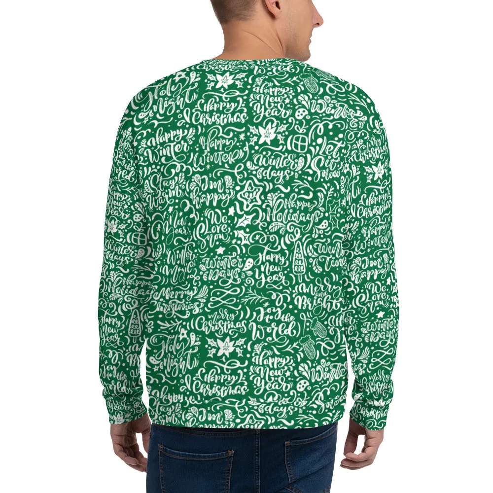 Green Christmas Typography Pattern Men's Sweatshirt