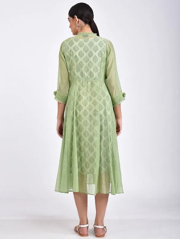 Green Cotton Silk Kali Dress (Set of 2)