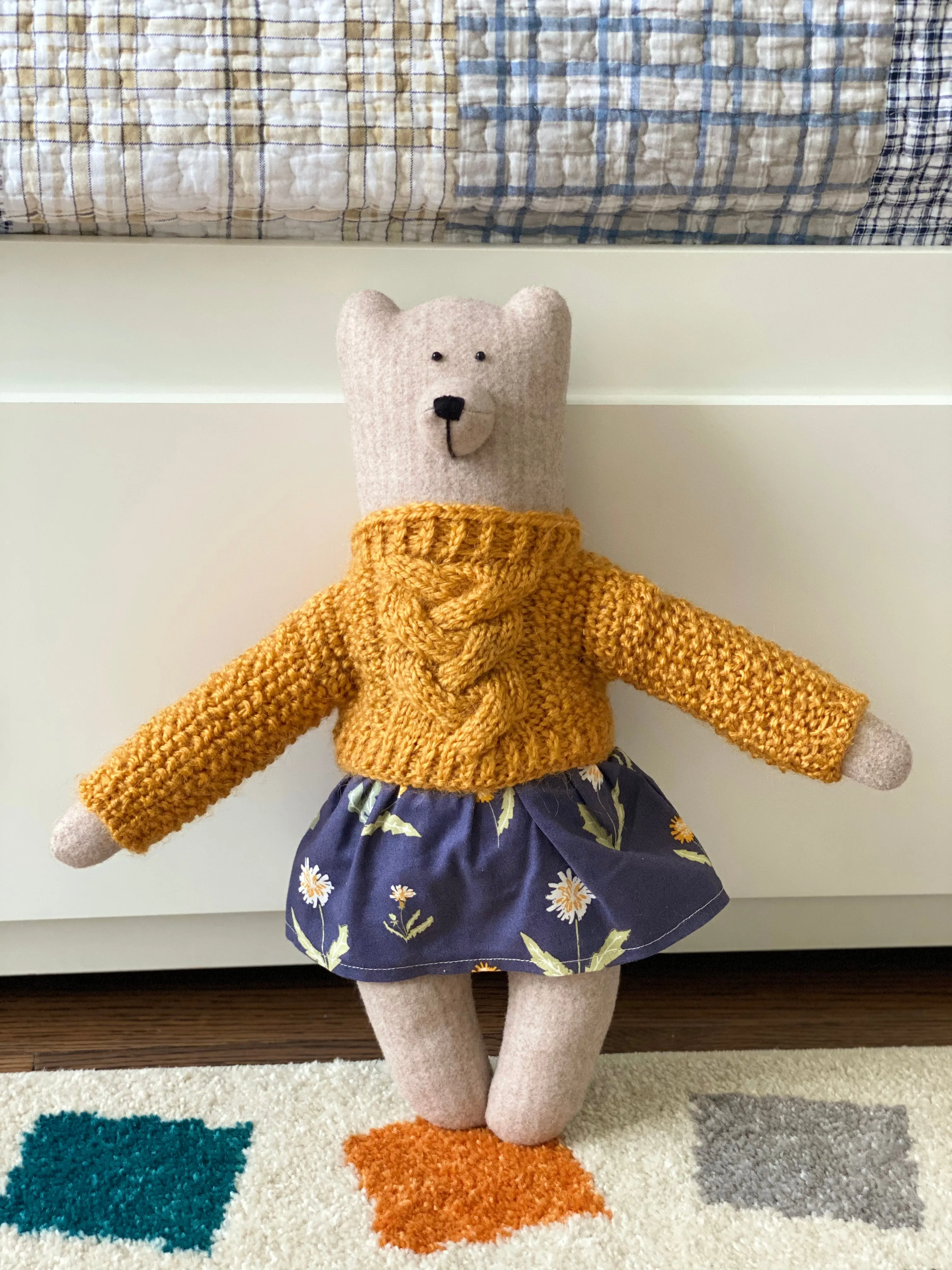 Handmade Stuffed Cloth Mom/Dad Bear - Dressed