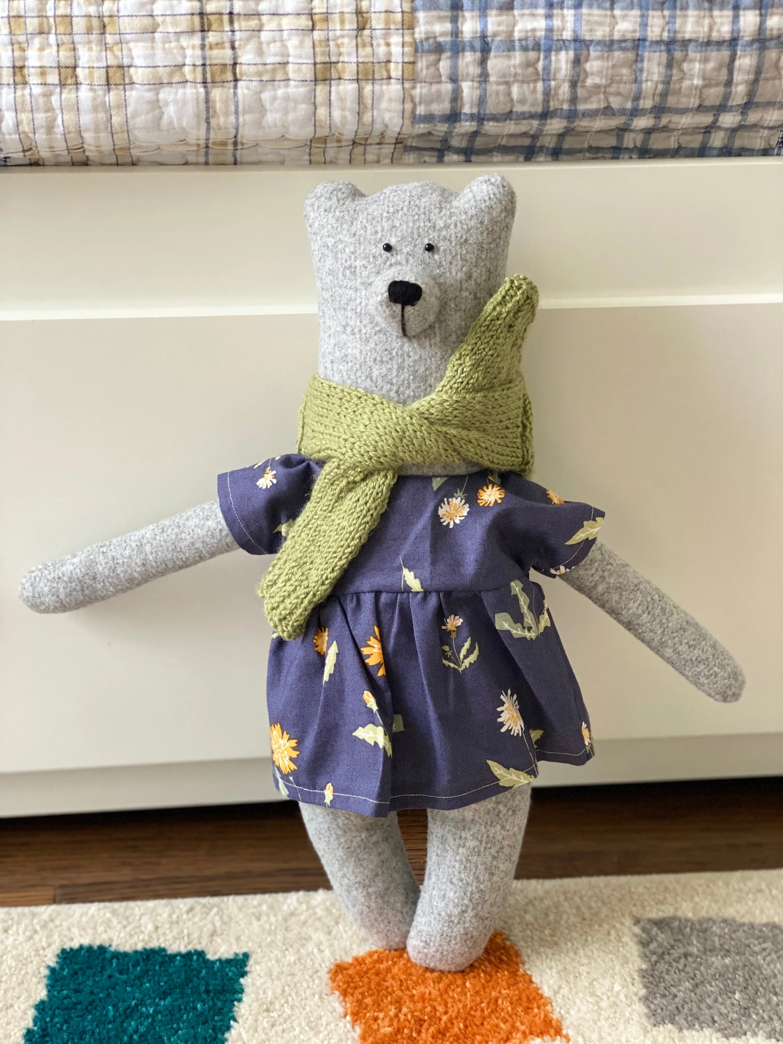 Handmade Stuffed Cloth Mom/Dad Bear - Dressed