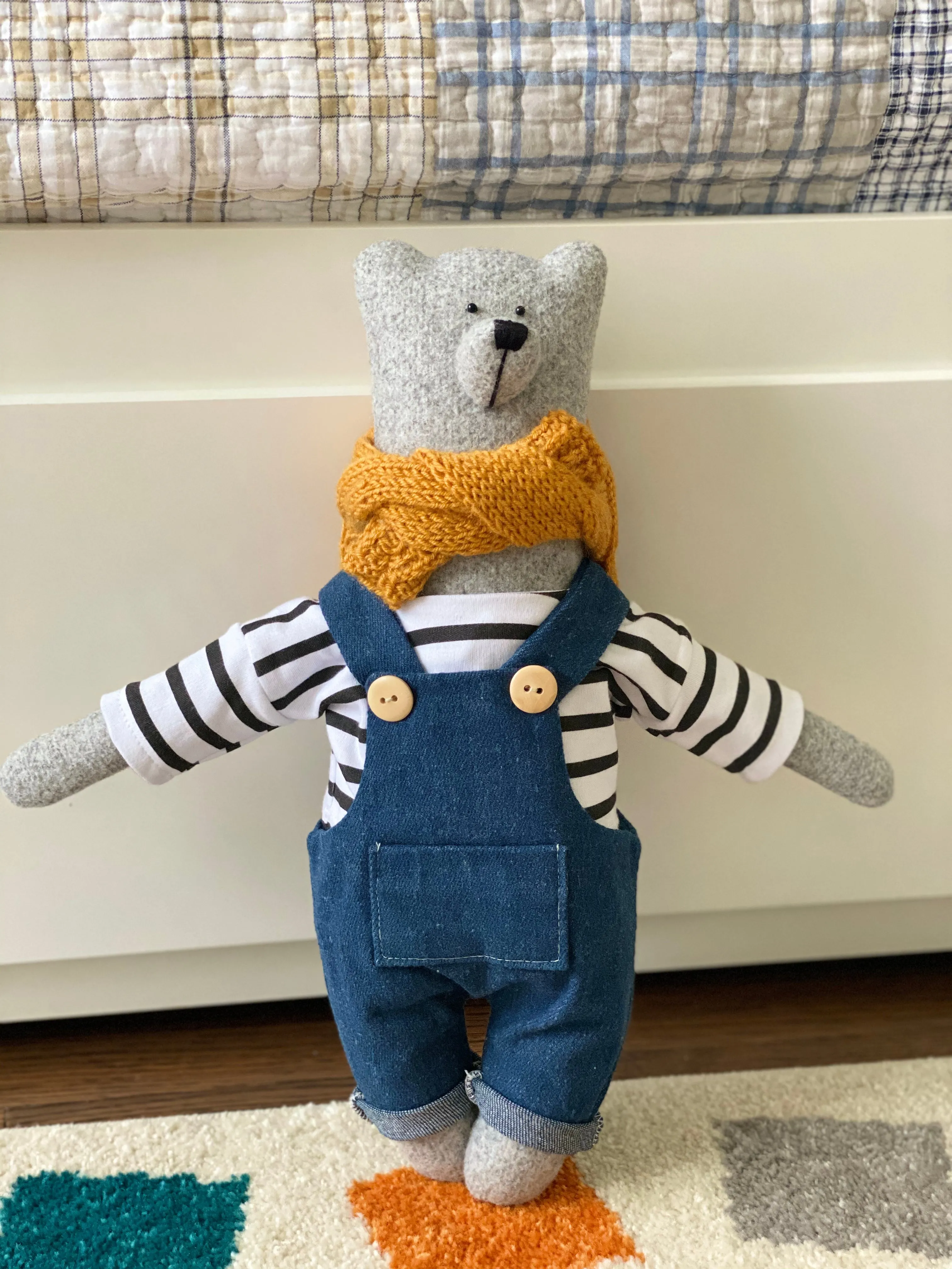 Handmade Stuffed Cloth Mom/Dad Bear - Dressed