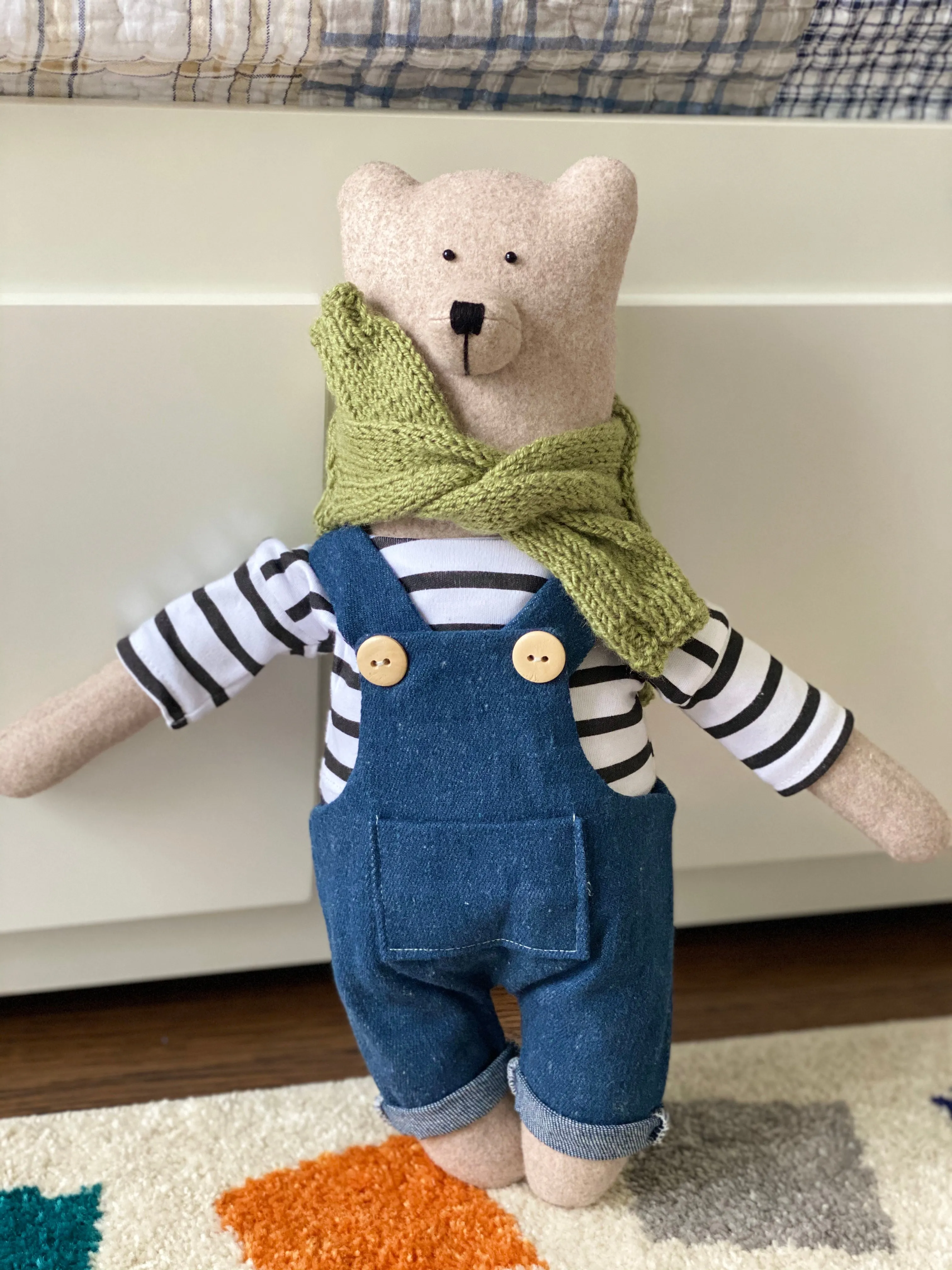 Handmade Stuffed Cloth Mom/Dad Bear - Dressed